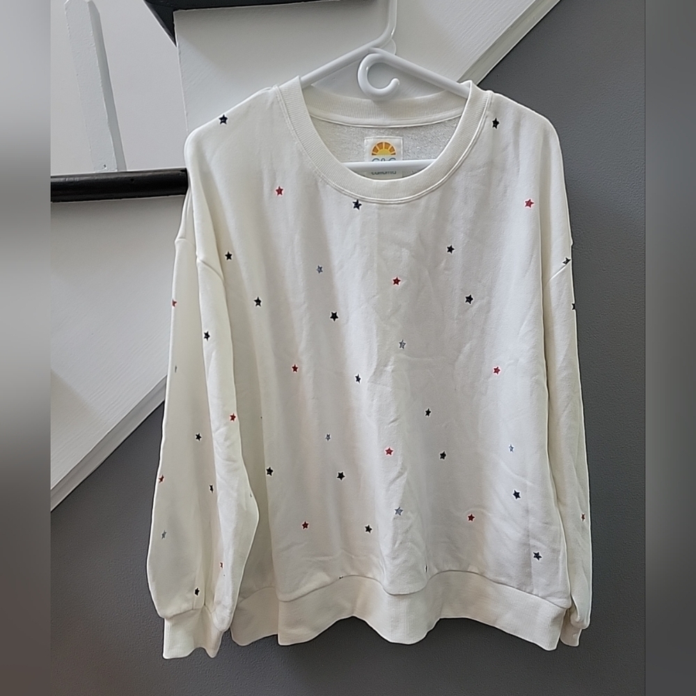 C&C California Star Printed Crewneck Sweatshirt Cotton XL NWT